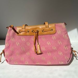 Dooney & Bourke Pink Canvas And Leather Shoulder Bag